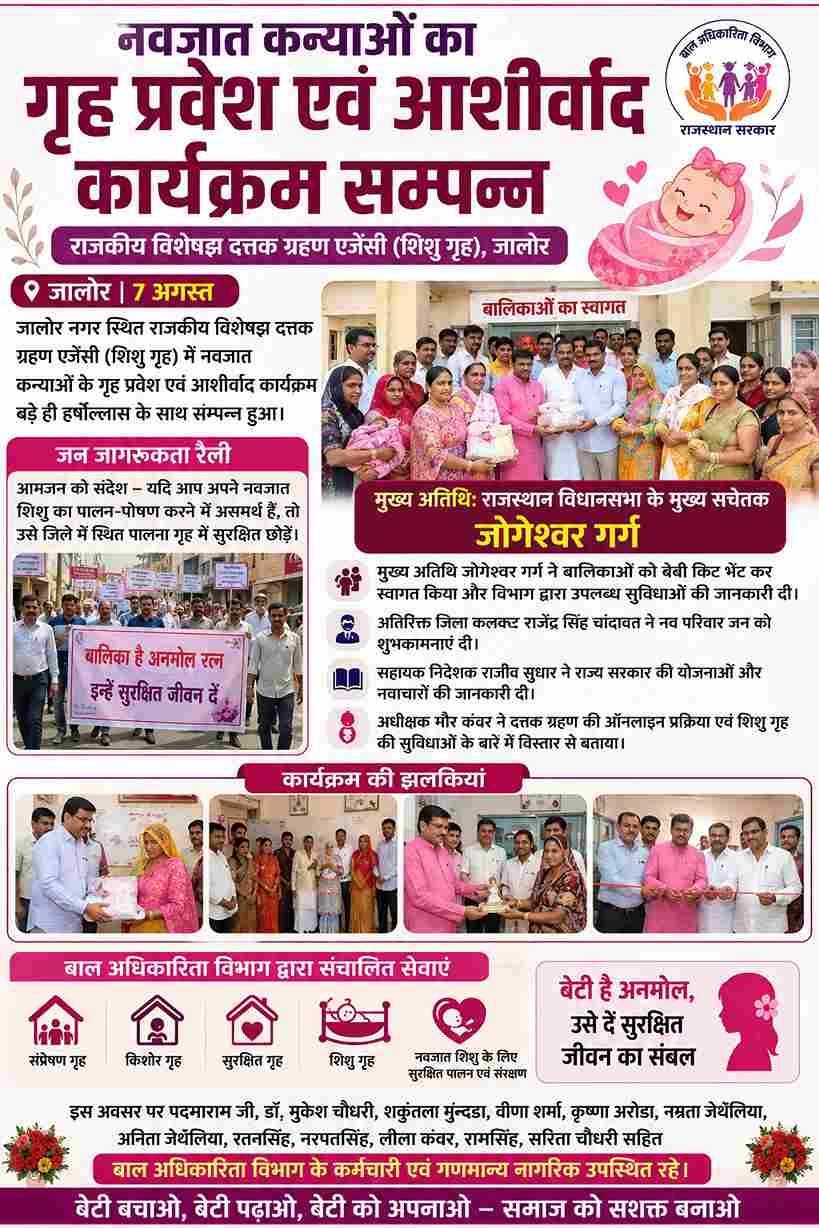 जालोर में नवजात कन्याओं का गृह प्रवेश एवं आशीर्वाद कार्यक्रम सम्पन्न